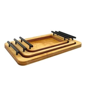 سینی چوبی دسته فلزی سه عددی از پخش صالح اباد