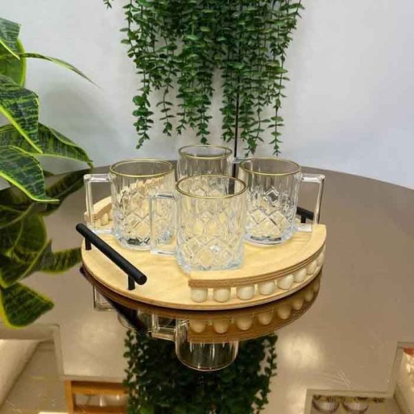 سینی چوبی مهره دار دسته فلزی گرد خرید از پخش صالح اباد