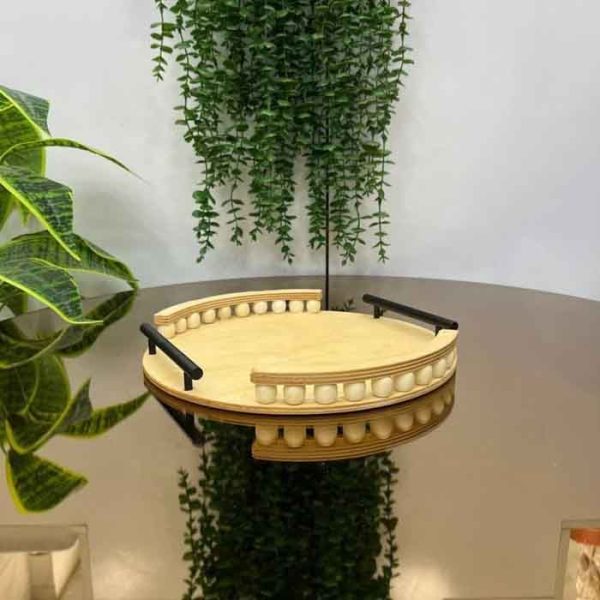 سینی چوبی مهره دار دسته فلزی گرد ضداب از پخش صالح اباد